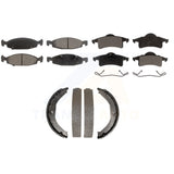 Front Rear Semi-Metallic Brake Pads And Parking Shoe Kit For Jeep Grand Cherokee