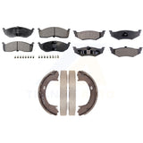 Front Rear Semi-Metallic Brake Pads And Parking Shoe Kit For Neon Dodge Plymouth