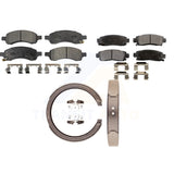 Front Rear Semi-Metallic Brake Pads & Parking Shoe Kit For Chevrolet Trailblazer