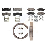 Front Rear Semi-Metallic Brake Pads Parking Shoe Kit For Chevrolet Silverado GMC