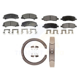 Front Rear Semi-Metallic Brake Pads And Parking Shoes Kit For Cadillac DTS