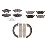 Front Rear Semi-Metallic Brake Pads & Parking Shoe Kit For Dodge Grand Caravan