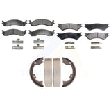 Front Rear Semi-Metallic Brake Pads & Parking Shoe Kit For Ford E-350 Super Duty