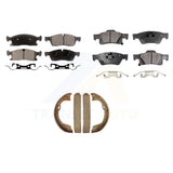 Front Rear Semi-Metallic Brake Pads And Parking Shoe Kit For Jeep Grand Cherokee