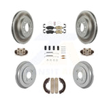 Front Rear Disc Brake Rotors Ceramic Pad & Coated Drum Kit (9Pc) For Honda Civic