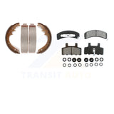 Front Rear Semi-Metallic Brake Pads & Drum Shoes Kit For Dodge Ram 1500 Cadillac