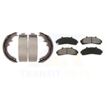 Front Rear Semi-Metallic Brake Pads & Drum Shoes Kit For Ford Ranger Mazda B3000