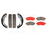 Front Rear Semi-Metallic Brake Pads & Drum Shoes Kit For Hyundai Elantra Tiburon