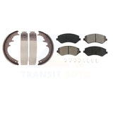 Front Rear Semi-Metallic Brake Pads And Drum Shoes Kit For 2002 Jeep Liberty