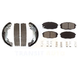 Front Rear Semi-Metallic Brake Pads Drum Shoe Kit For 09 Hyundai Elantra Touring