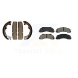 Front Rear Semi-Metallic Brake Pads & Parking Shoe Kit For 12-18 Ford F-150