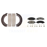 Front Rear Semi-Metallic Brake Pads Parking Shoe Kit For Chevrolet 1500 GMC