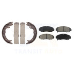 Front Rear Semi-Metallic Brake Pads And Parking Shoe Kit For Acura TL RL CL