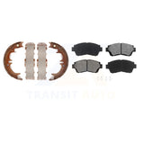 Front Rear Semi-Metallic Brake Pads Parking Shoe Kit For Toyota Camry Lexus