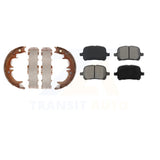 Front Rear Semi-Metallic Brake Pads Parking Shoe Kit For Toyota Camry Lexus