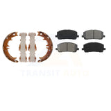 Front Rear Semi-Metallic Brake Pads Parking Shoes Kit For Toyota Highlander