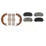 Front Rear Semi-Metallic Brake Pads Parking Shoes Kit For Toyota Highlander