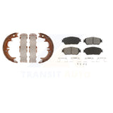 Front Rear Semi-Metallic Brake Pads Parking Shoe Kit For Toyota Camry Lexus