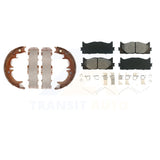 Front Rear Semi-Metallic Brake Pads Parking Shoe Kit For Toyota Camry Lexus