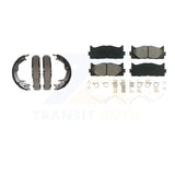 Front Rear Semi-Metallic Brake Pads Parking Shoe Kit For Toyota Camry Lexus