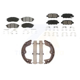 Front Rear Semi-Metallic Brake Pads & Parking Shoes Kit For INFINITI G37 G35 M35