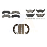 Front Rear Semi-Metallic Brake Pads And Parking Shoes Kit For Ford F-150