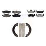 Front Rear Semi-Metallic Brake Pads And Parking Shoe Kit For Nissan Titan Armada