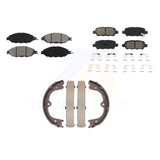 Front Rear Semi-Metallic Brake Pads Parking Shoes Kit For Nissan Pathfinder JX35