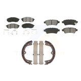 Front Rear Semi-Metallic Brake Pads Parking Shoes Kit For Nissan Pathfinder 5.6L