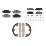 Front Rear Semi-Metallic Brake Pads Parking Shoes Kit For 2008-2009 Nissan Quest