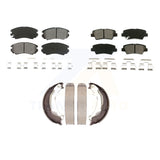 Front Rear Semi-Metallic Brake Pads And Parking Shoes Kit For 2010-2013 Kia Soul