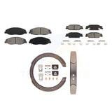 Front Rear Semi-Metallic Brake Pads And Parking Shoes Kit For Cadillac STS