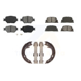 Front Rear Semi-Metallic Brake Pads And Parking Shoes Kit For 2005-2010 Scion tC