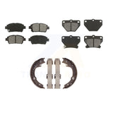 Front Rear Semi-Metallic Brake Pads & Parking Shoe Kit For 2000 Toyota Celica GT