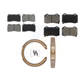 Front Rear Semi-Metallic Brake Pads And Parking Shoes Kit For Cadillac STS