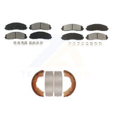 Front Rear Semi-Metallic Brake Pads & Parking Shoe Kit For Ford F-450 Super Duty