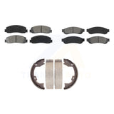 Front Rear Semi-Metallic Brake Pads & Parking Shoe Kit For Ford F-250 Super Duty