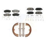 Front Rear Semi-Metallic Brake Pads And Parking Shoes Kit For Infiniti FX35 FX45