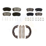 Front Rear Semi-Metallic Brake Pads And Parking Shoes Kit For Hyundai Tucson FWD