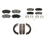 Front Rear Semi-Metallic Brake Pads Parking Shoe Kit For Subaru Forester Impreza