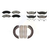 Front Rear Semi-Metallic Brake Pads Parking Shoes Kit For Dodge Ram 1500 Durango