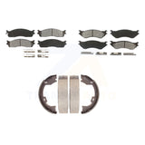 Front Rear Semi-Metallic Brake Pads And Parking Shoe Kit For Dodge Ram 1500 2500