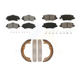 Front Rear Semi-Metallic Brake Pads & Parking Shoe Kit For Jeep Wrangler Liberty