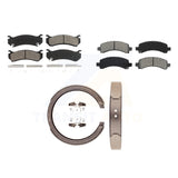 Front Rear Semi-Metallic Brake Pads Parking Shoes Kit For Chevrolet Tahoe GMC XL