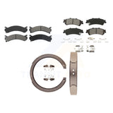 Front Rear Semi-Metallic Brake Pads & Parking Shoes Kit For Cadillac DeVille DTS