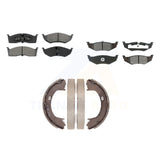 Front Rear Semi-Metallic Brake Pads And Parking Shoe Kit For Neon Dodge Plymouth