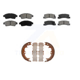 Front Rear Semi-Metallic Brake Pads Parking Shoe Kit For 92-99 Toyota Camry 2.2L