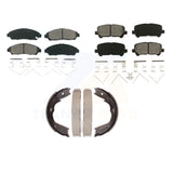 Front Rear Semi-Metallic Brake Pads & Parking Shoe Kit For Honda Pilot Acura MDX