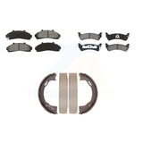 Front Rear Semi-Metallic Brake Pads And Parking Shoes Kit For Ford Explorer