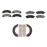 Front Rear Semi-Metallic Brake Pads & Parking Shoe Kit For Ford F-250 Super Duty